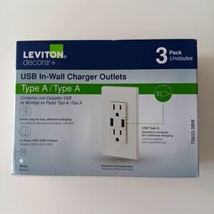 Leviton USB in wall charger outlets 3 pk